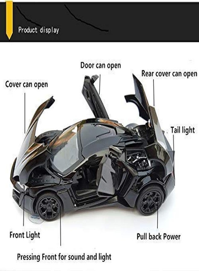 PANSHUB 1:24 Diecast Lykan Hypersport Toy Car Scale Model,Pull Back Vehicles Alloy Simulation Supercar with Lights and Sound Also for Car Dashboard,Kids,Adult (Color as per Available) - Image 4
